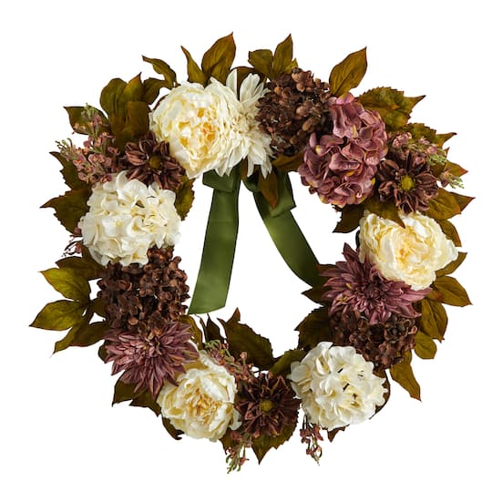 24" Peony, Dahlia & Hydrangea Wreath